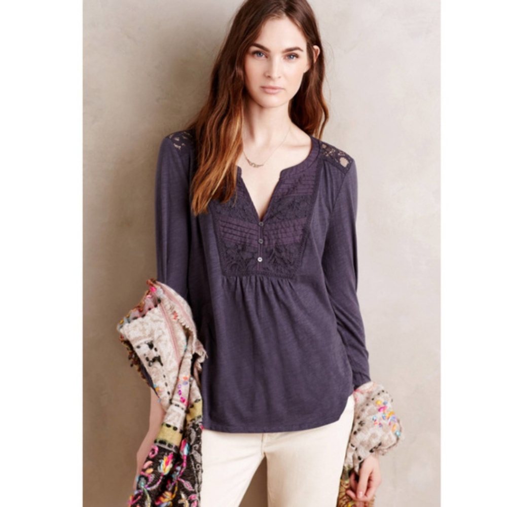 Meadow Rue Anthropologie Anona 3/4 Sleeve Blouse